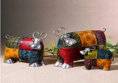 Image for COLORFUL COWS FIGURINES, S/3