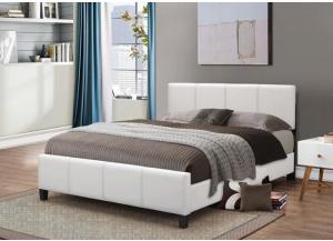 Image for White Leather Queen Bed Frame