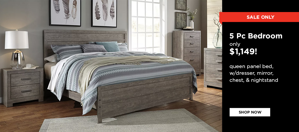 Culverbach Gray Queen Panel Bed w/Dresser and Mirror - $1149.00