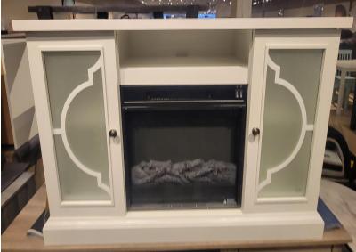 White TV stand with Fireplace Insert