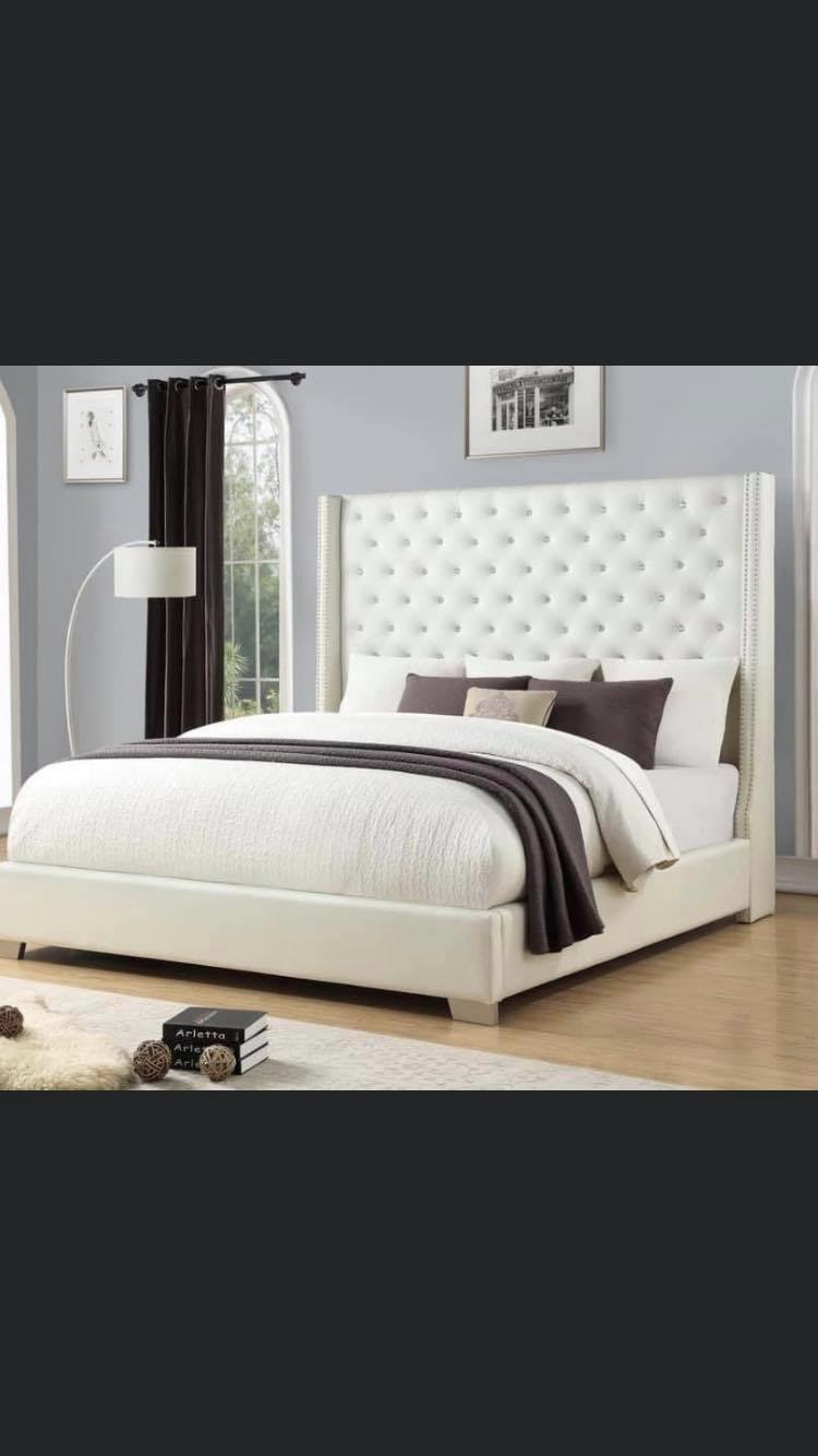 White Leather Bed King Furniture, White Leather Bed King