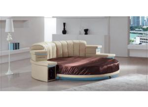 Image for Max West Leather Round Bed w/LED lights and Speakers