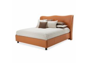 Image for 21 Cosmopolitan Orange Eastern King Upholstered Wing Bed 3pc"Diablo Orange/Umber