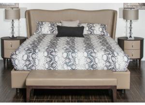 Image for 21 Cosmopolitan Taupe Queen Upholstery Wing Bed