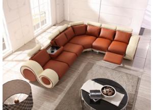 Image for Max West 3 Piece Beige and Camel Leather Sectional