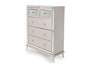 Image for Hollywood Loft "Upholstered 5 Drawer Chest" Frost