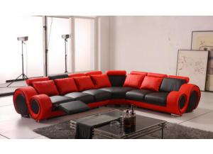 Image for Max West 3 Piece Red and Black Leather Sectional