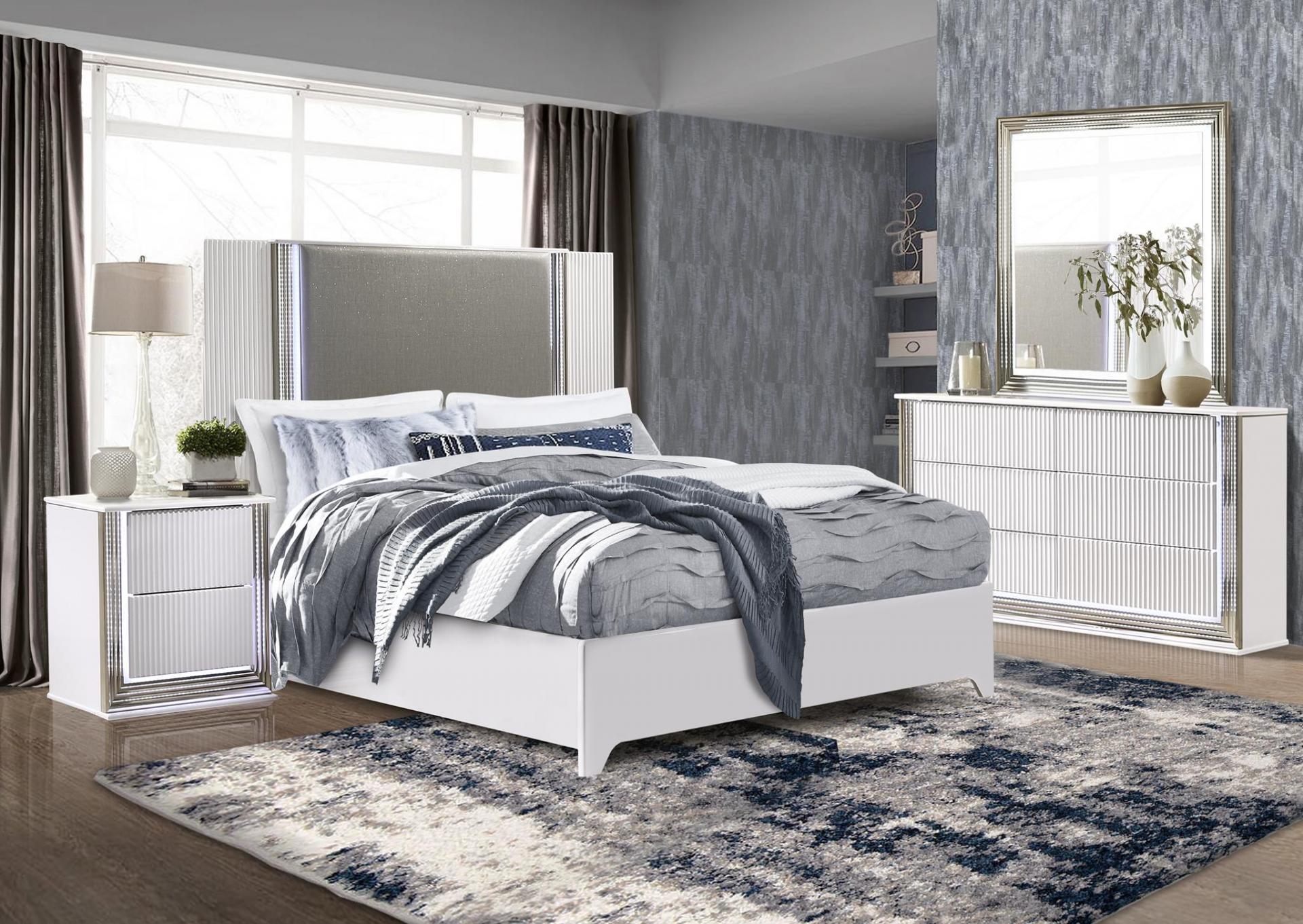 Global Aspen queen bedroom set/ white/ 4 pc,Store Brand