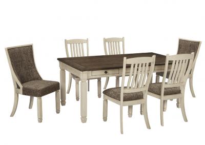Image for Bolanburg Antique White Rectangular Dining Room Table w/6 Upholstered Side Chairs