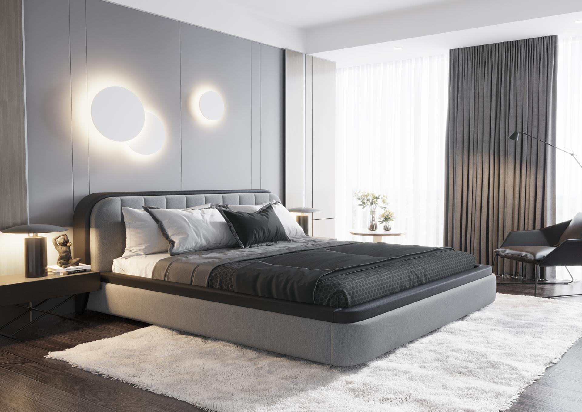 Cosmopolitan Modern Grey Black Leather Storage Bed,Sofacraft