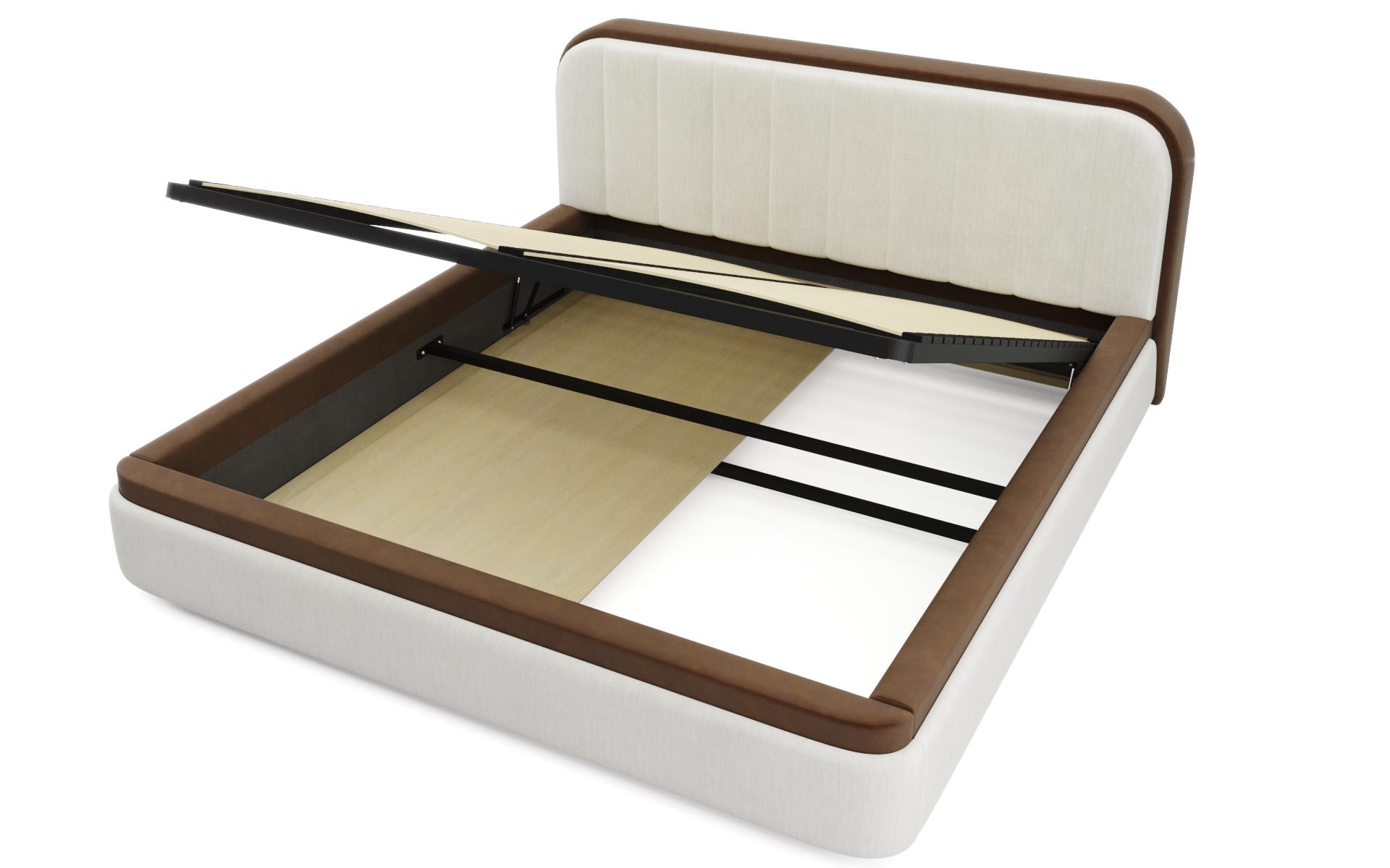 Cosmopolitan Modern Brown Beige Leather Storage Bed,Sofacraft