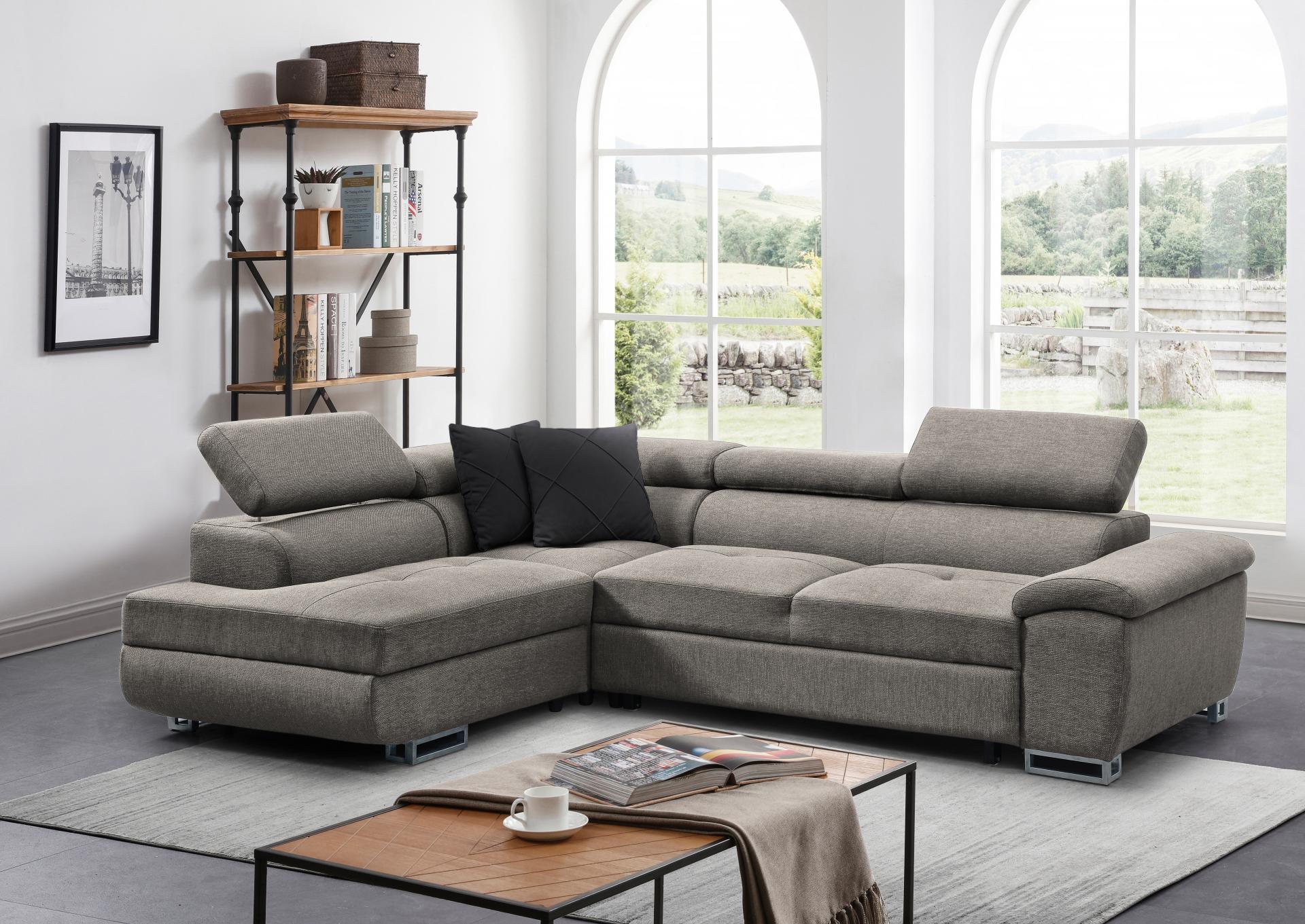 Madrid 3 pc Sofabed Light Grey Sectional with Left storage Chase,Sofacraft