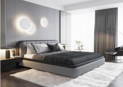 Cosmopolitan Modern Grey Black Leather Storage Bed