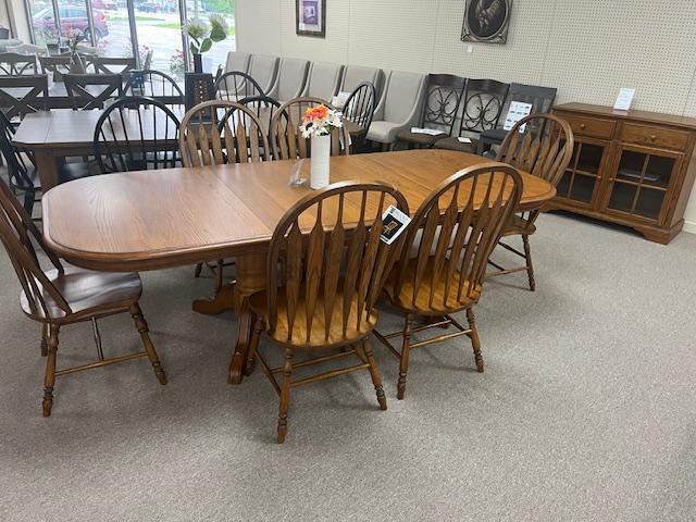 Legacy Oak Table with 6 Chairs and Server,In Store
