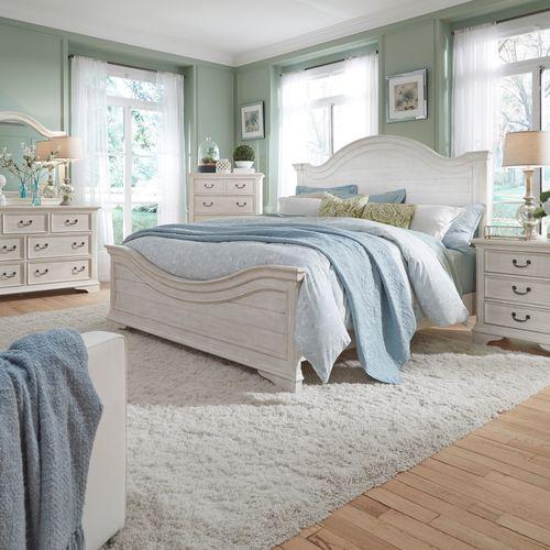 Bayside queen bed, dresser with mirror, and chest,In Store