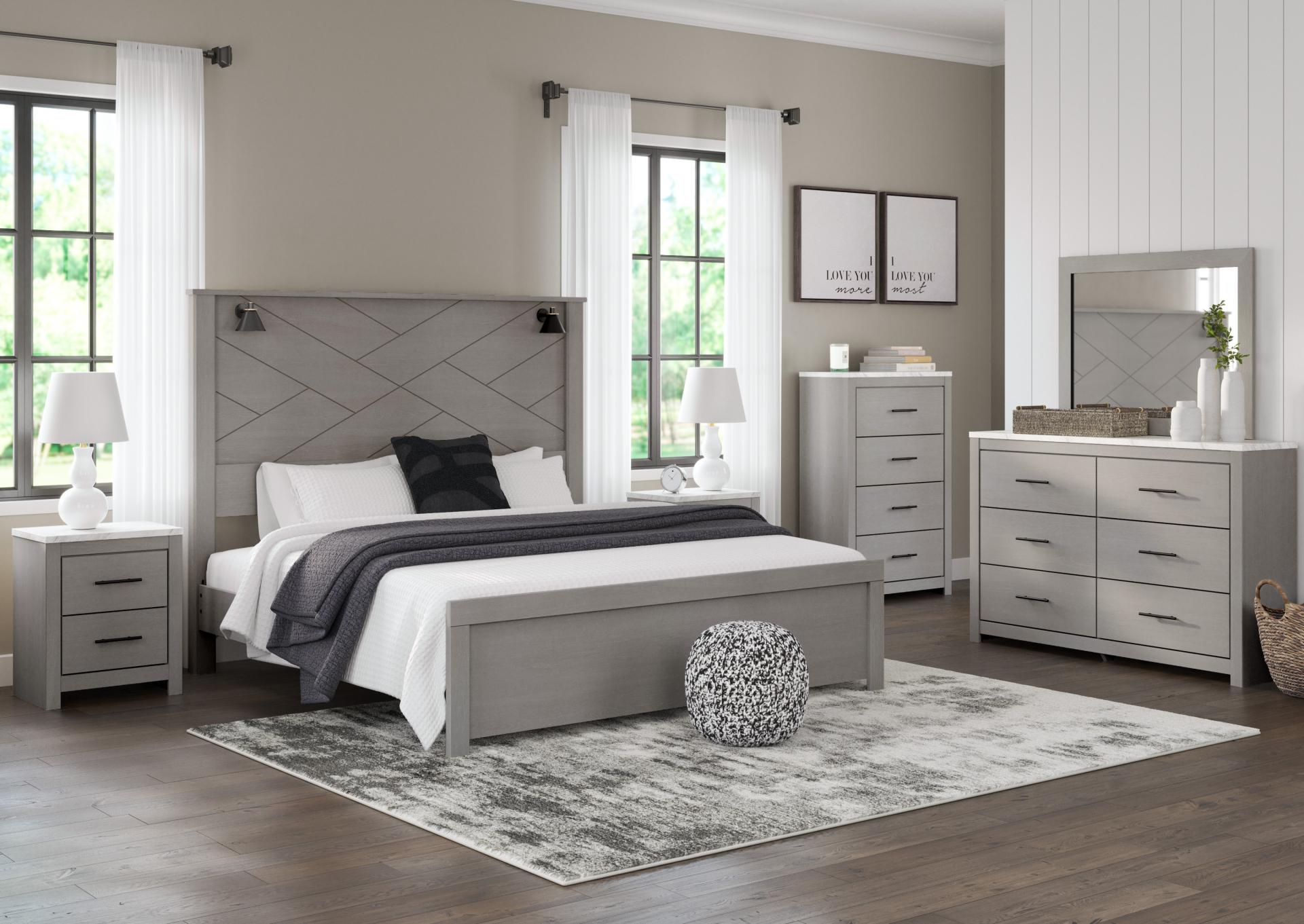 Cottonburg King Bed, Dresser with Mirror, and Night Stand,In Store