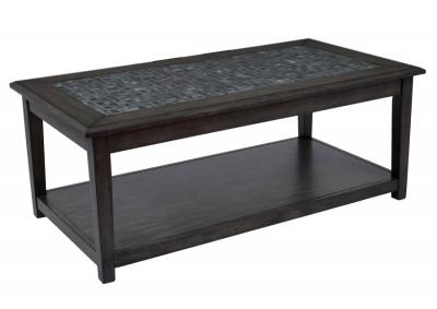 Cocktail Table-Grey Wood and Mosiac Tile