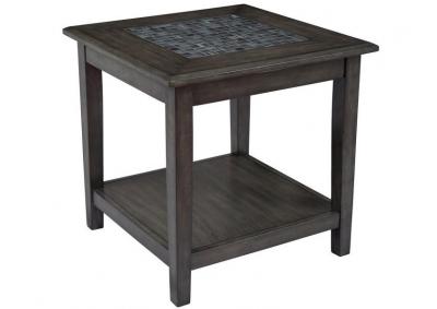 End Table-Grey Wood and Mosiac Table