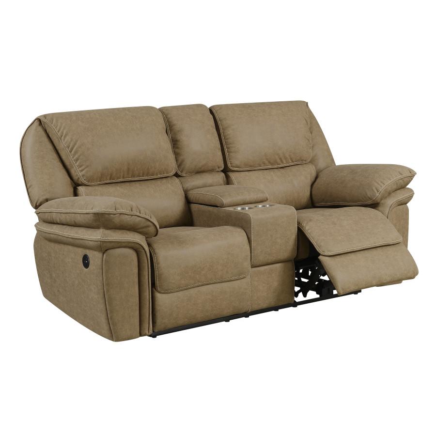 Allyn Power Reclining Loveseat - Light Brown,Emerald Home Furnishings