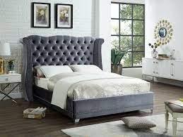 Queen Gray Upholstered Bed 7814,Clem's Furniture