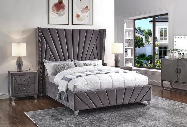 Gray Upholstered Bed 5211 Queen,Clem's Furniture