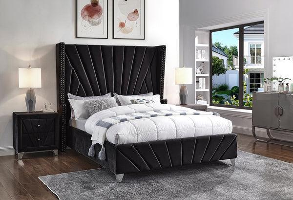 Black Upholstered Bed King 5212-BK,Clem's Furniture