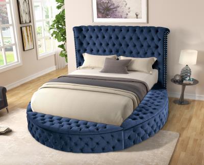 Navy Round Upholstered Bed w/Storage SKU: 9225-NAVY,Clem's Furniture