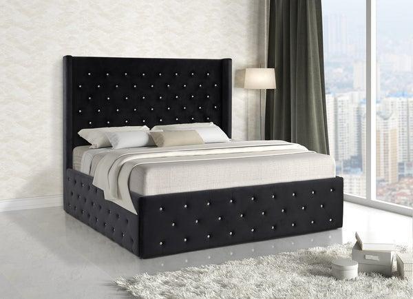 Queen Black Velvet Platform Bed 9314-BK,Clem's Furniture