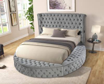 Black Round Upholstered Bed w/Storage SKU: 9225-GRAY,Clem's Furniture