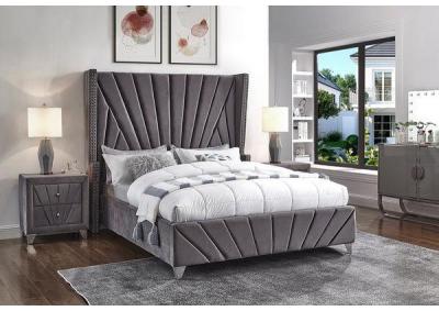 Gray Upholstered Bed king 5212