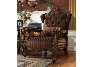 Image for Versailles Brown Velvet Cherry Oak Finish Oval Chair