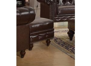 Image for Shantoria Dark Brown Bonded Leather Wood Ottoman