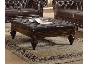 Image for Shantoria Dark Brown Bonded Leather Wood Oversized Ottoman