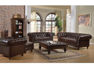 Image for Shantoria 3Pcs Dark Brown Bonded Leather Wood Sofa Set 1 Sofa, 1 Loveseat and 1 Chair