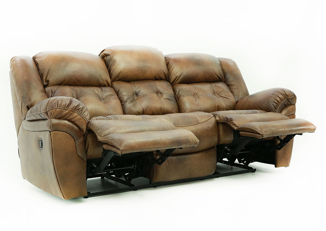 HUDSON SADDLE RECLINING LEATHER SOFA,HOME STRETCH