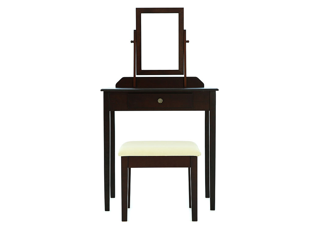 IRIS ESPRESSO VANITY AND STOOL,CROWN MARK INT.