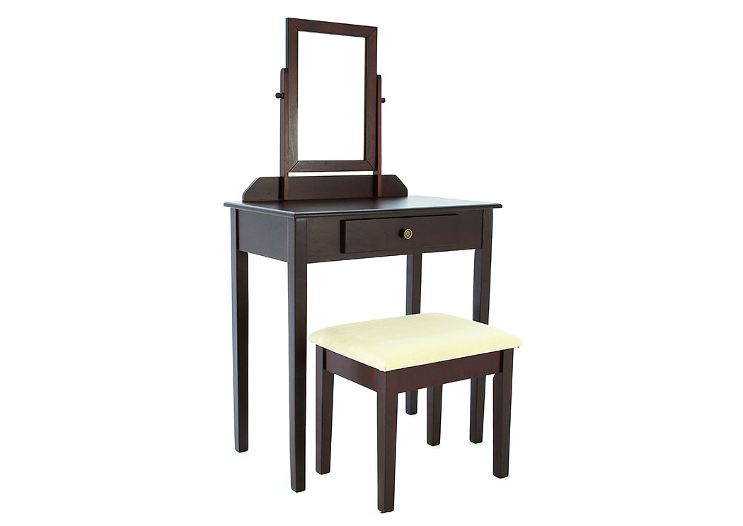 IRIS ESPRESSO VANITY AND STOOL,CROWN MARK INT.