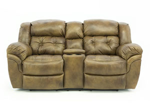 Image for HUDSON SADDLE POWER RECLINING LEATHER LOVESEAT WITH CONSOLE