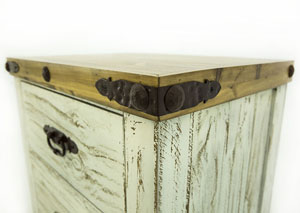 SCRAPED WHITE NIGHTSTAND,RUSTIC SPECIALIST