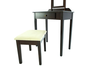 IRIS ESPRESSO VANITY AND STOOL,CROWN MARK INT.