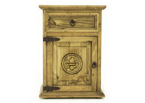 FLEUR DE LIS HONEY LEFT DOOR NIGHTSTAND,RUSTIC SPECIALIST