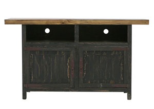 SCRAPED BLACK TV STAND,RUSTIC SPECIALIST