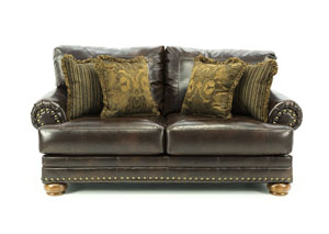 Image for CHALING ANTIQUE BONDED LEATHER LOVESEAT