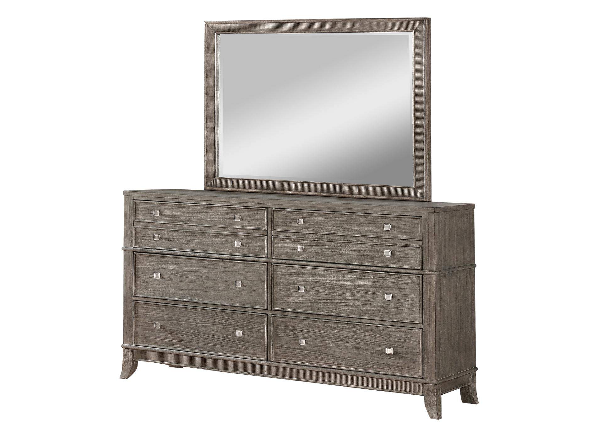 MINDI BRUSHED GRAY DRESSER AND MIRROR,AVALON FURNITURE