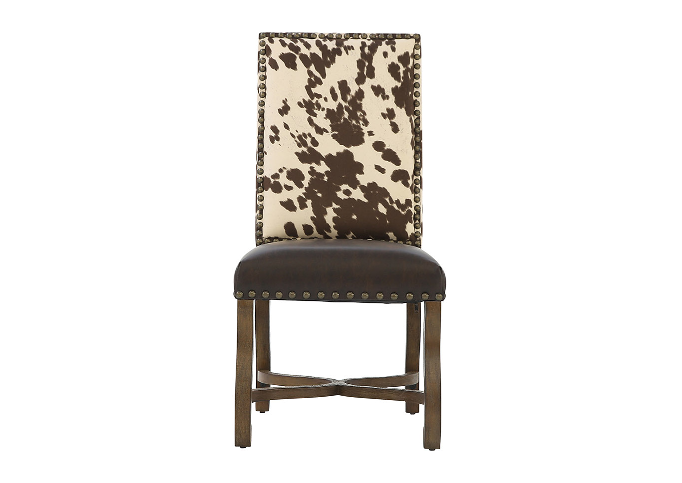MESQUITE RANCH LEATHER/FAUX COWHIDE SIDE CHAIR,CRESTVIEW COLLECTION