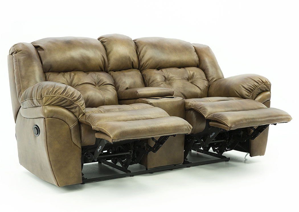 HUDSON SADDLE LEATHER POWER RECLINING LOVESEAT WITH CONSOLE,HOMESTRETCH