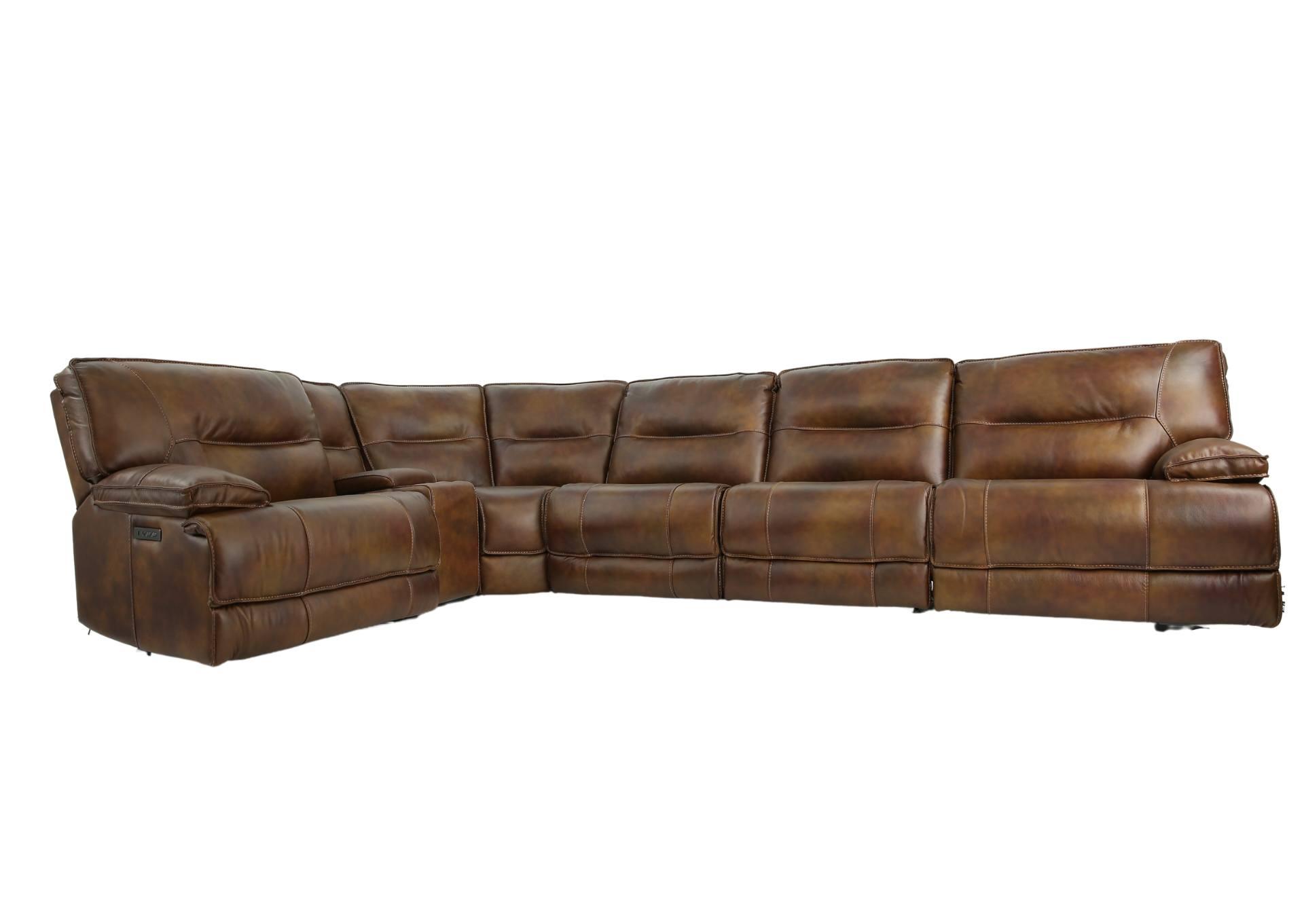 HENDRIX SIENNA LEATHER 2P POWER 6 PIECE SECTIONAL