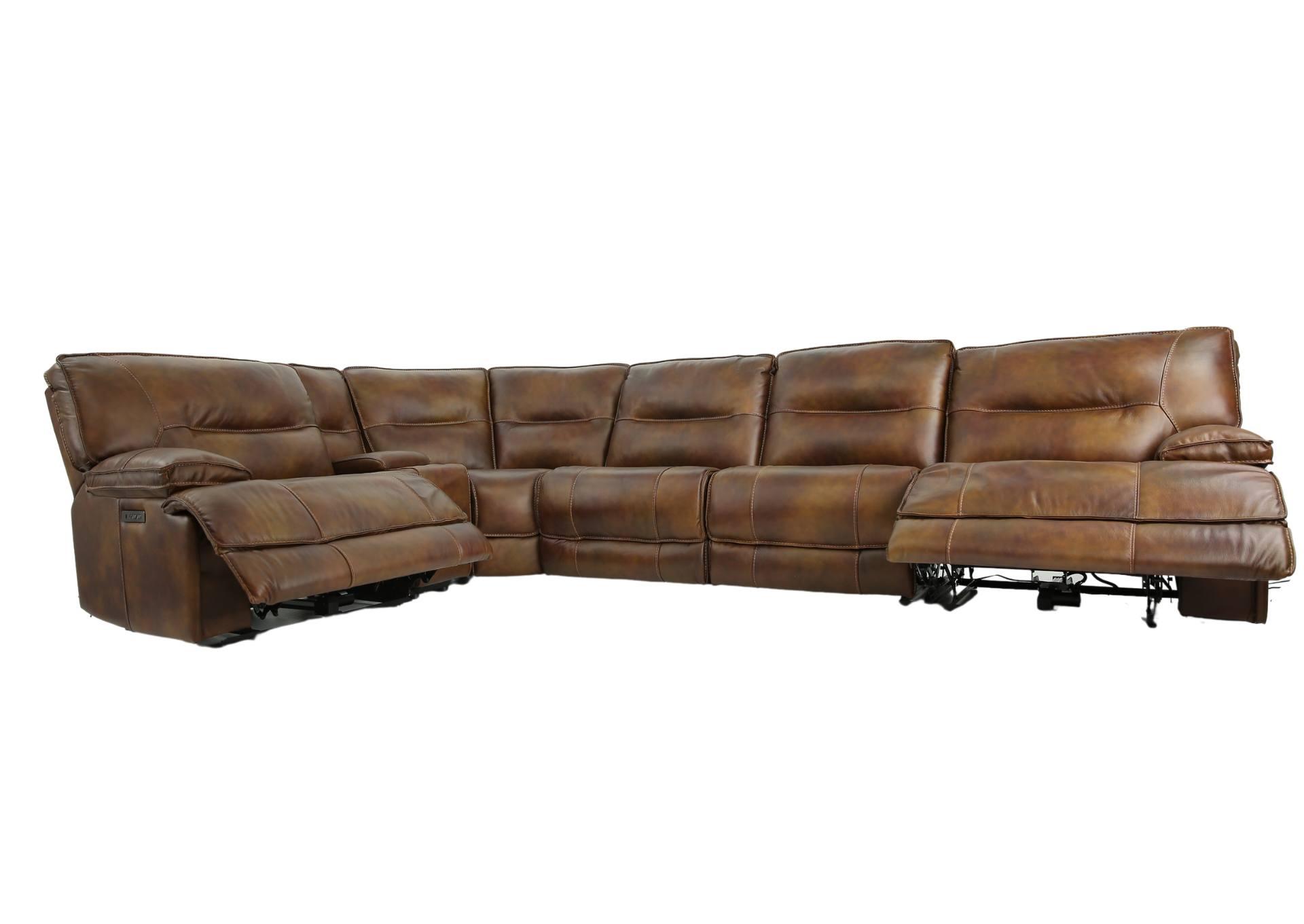 HENDRIX SIENNA LEATHER 2P POWER 6 PIECE SECTIONAL,CHEERS