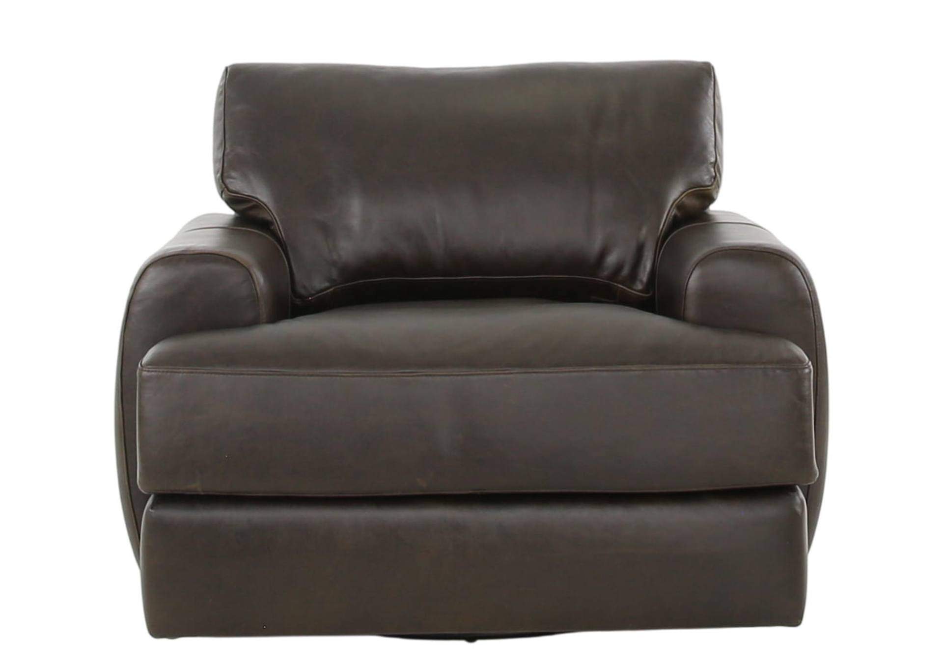 CAMEROON BROWN LEATHER SWIVEL CHAIR,BERNHARDT