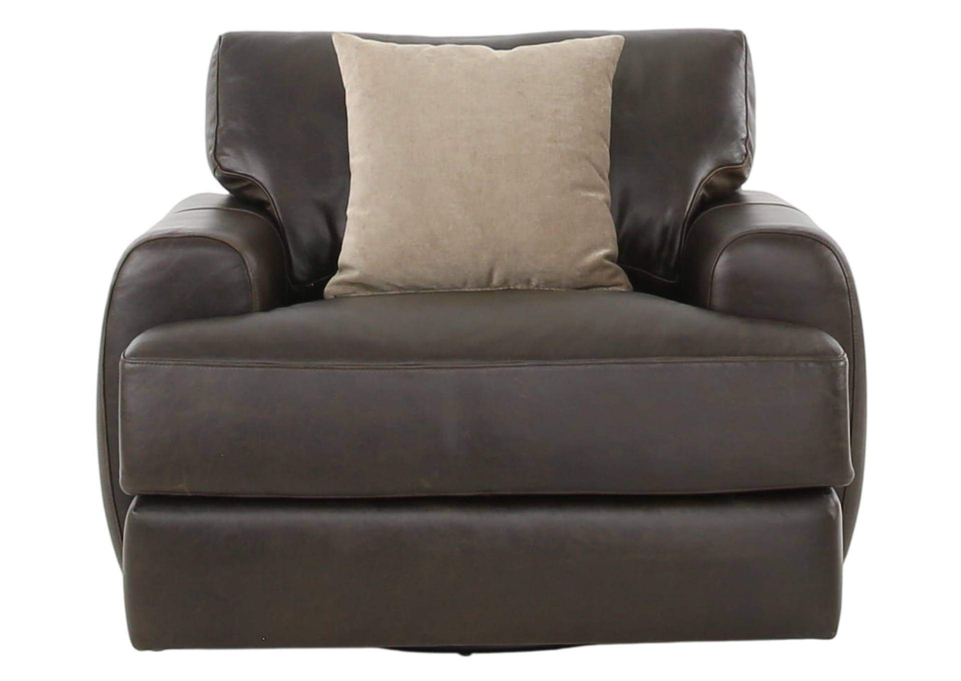 CAMEROON BROWN LEATHER SWIVEL CHAIR,BERNHARDT